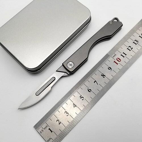 KESIWO Q5 Small Folding Blade Titanium Scalpel Medical Art Engrave Carving Utility Letter Opener Key Chain Tool Gift EDC Knife