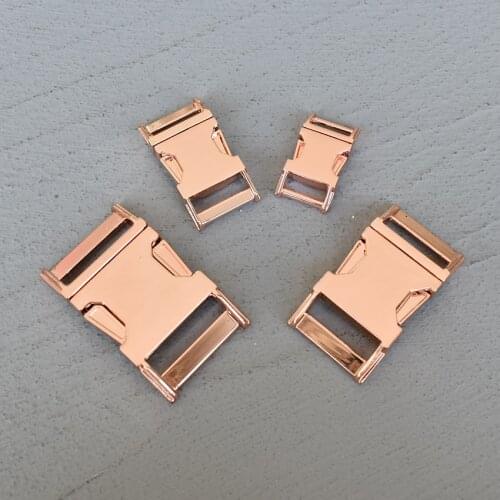 50 Pcs 15/20/25/30mm Rose Gold Metal Belt Buckle Side Release Curved Belt Buckle for Bag DIY Paracord Buckles Bracelet Trinket