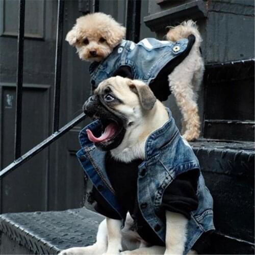 Fashion Dog Jacket Puppy Dog Clothes Pet Outfits Dog Denim Vest Jeans Costume Chihuahua Poodle Bichon Pet Clothing