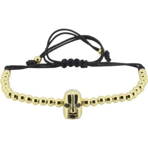 Anil Arjandas Bracelets Men Pulseira Masculina Jewelry CZ Round Ball Brass Beads Macrame Charm Spartan Warrior Helmet Bracelet