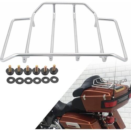 New Chrome Motorcycle Tour Pack Pack Luggage Top Rack Sissy Bar For Harley Road King Glide Touring Motorcycle Accessories