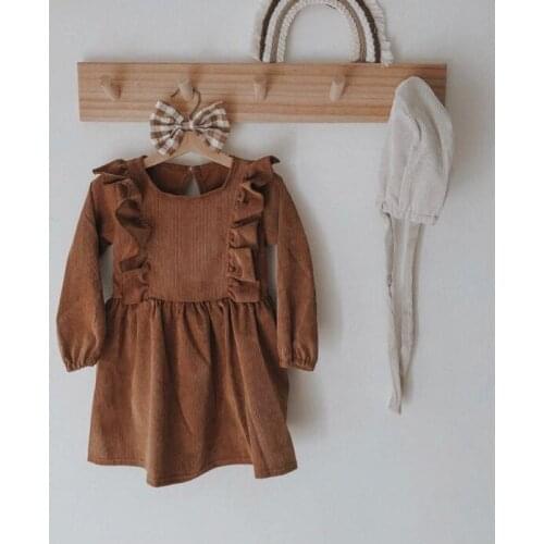 2021 Autumn Winter Baby Girls Dresses European & America Toddler Kids Girls Dress corduroy pleated Princess Kids Clothings