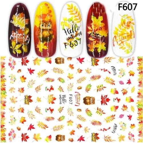 Autumn Nails Art Manicure Back Glue Decal Decorations Design Nail Sticker For Nails Tips Beauty