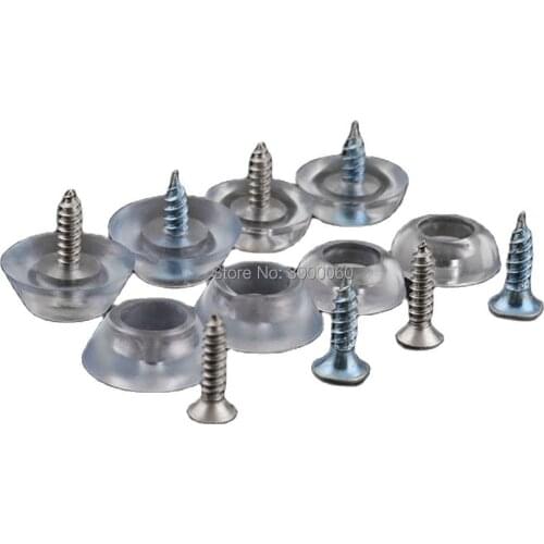 17mm Diameter Transparent Silicone Pad Anti-slip Washer With M3x16mm Steel Countersunk Self Tapping Screw For Furniture Foot