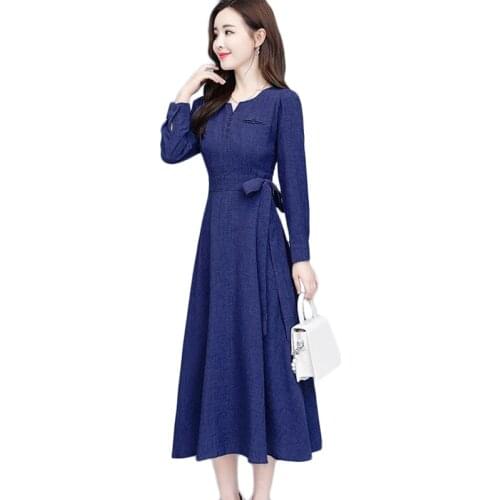 Plus Size Women Pullover Dress Spring Autumn New Cotton Linen Dresses Womens Long-sleeve Casual Dresses Long Vestido De Mujer