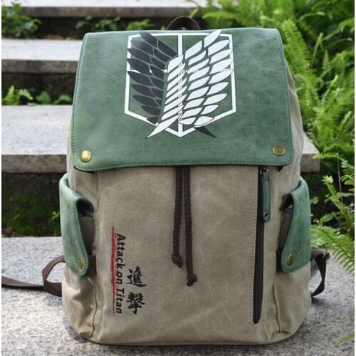 Anime Backpack Attack on Titan Laptop Shoulder Bags Daily Bagpack Anti-theft Canvas Flap Vintage Travel Backpacks Large Capacity