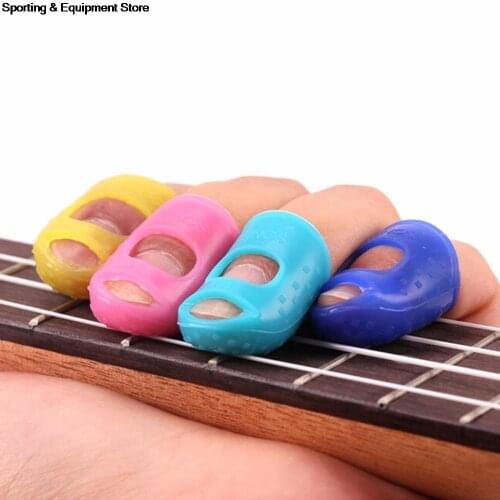 S/M/L Silicone Fingertip Protector Fingerstall Guitar String Finger Guard Left Hand Against The Press Sore Finger Ballad Guitar