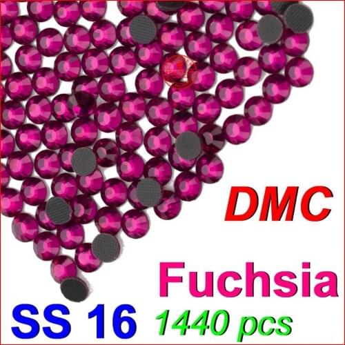 SS16 3.8-4.0mm,1440pcs/Bag Fuchsia DMC Hot Fix Flat Back Rhinestones,DIY Hot Fix iron-on garment heat transfer crystal stone