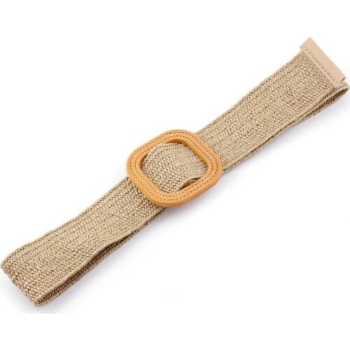 Womens stretch woven pants belt round buckle wild decorative canvas belt summer with skirt ins tide wide waist seal