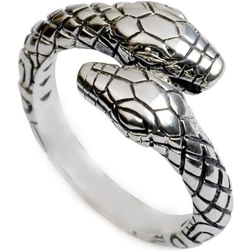 Gothic Stainless Steel Two Gothic Snake Ring Women Adjustable Jewelry
