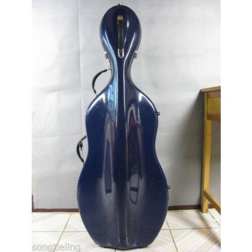 1/4 blue fiberglass cello hard case with wheells