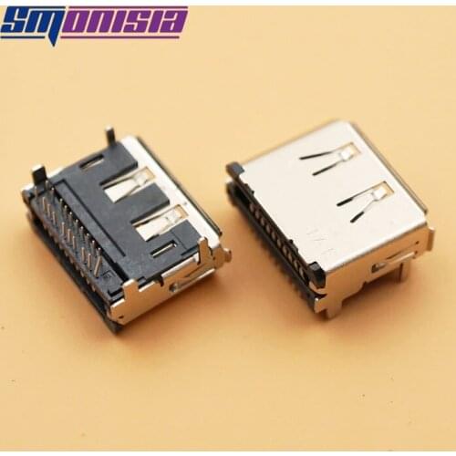 Smonisia 100PCS 2 Rows 19pin HDMI-compatible Female Sockets Type A 19-Pin DIP Right Angle Connector