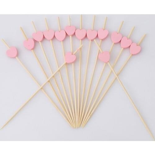 100pcs/pack Disposable Bamboo Food Picks Fruit Fork Sticks Buffet Cupcake Toppers Cocktail Forks Wedding Festival Fruit Tools