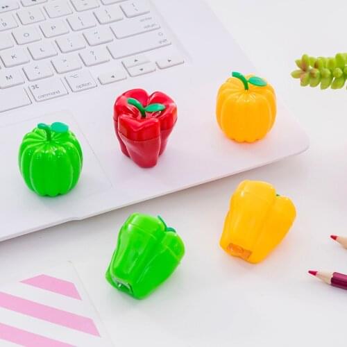 2pcs Creative Vegetables Pumpkin Chili Pencil Sharpener Cute Knife Kawaii Student Stationery Sharpener for Kids School Supplies