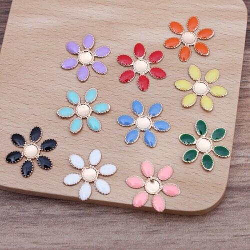 50 PCS 19mm Metal Iron Drops Of Oil Enamel Flowers Bead Caps Connector DIY Handmade Accessories For Jewelry Making