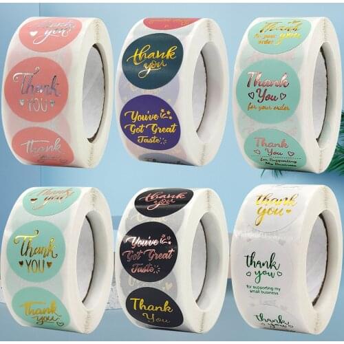 500Pcs 24 in 1 Laser Gold Thank You Stickers for Your Order Purchase Business Handmade Got Great Taste Seal Labels for Packages