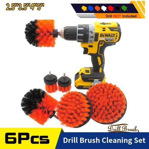 All Purpose 6Pcs/Set Drill Scrub Clean Brush For Leather Plastic Wooden Furniture Car Interiors Cleaning Power Scrub
