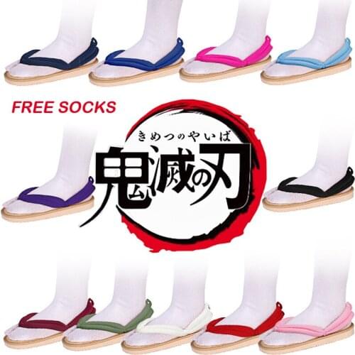 Demon Slayer Anime Cosplay Shoes for Men Women Carnival Japanese Wooden Geta Clogs Kamado Tanjirou Nezuko Kimetsu No Yaiba