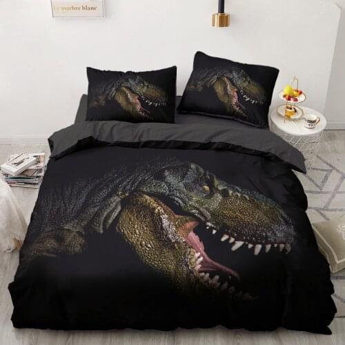 Bedding Sets 3D Custom Duvet Quilt Cover Set Comforter Bed Linen Pillowcase King Queen Full Animal Dinosaur Black 240x220cm Size