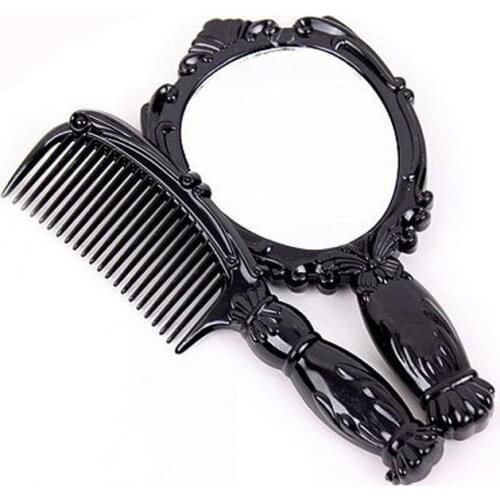 Free Ship Vintage Butterfly pattern Cosmetic Mirror Plastic Makeup Set(Mirror & Comb )Black 20PCS/LOT M392