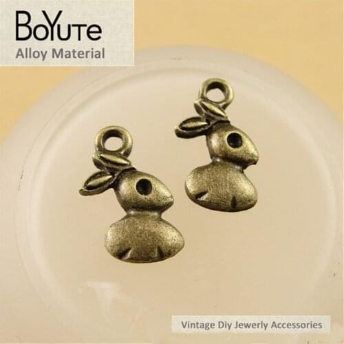 BoYuTe (100 Pieces/Lot) 17*10MM Wholesale Antique Bronze Plated Zinc Alloy Diy Rabbit Charms for Jewelry Findings Components