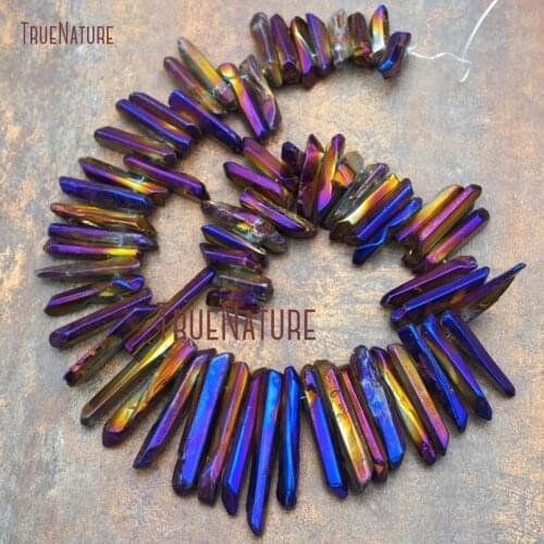 Titanium Purlple Polishing Pillar Strand Beads Clear Crystal Strand Beads 8x20-15x42mm BE12378