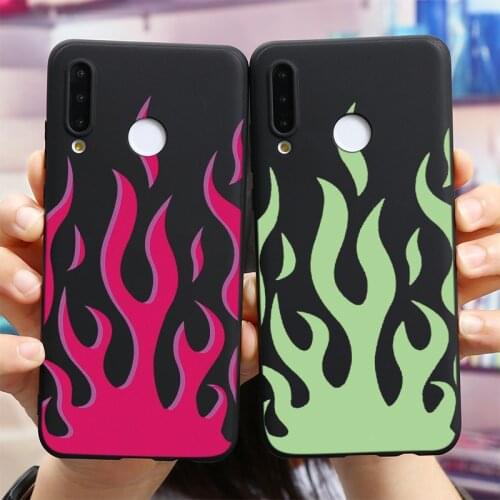 Fashion Green Flame Phone Case For Huawei P30 P20 P40 Mate Honor 20 10 10i 8X 9X 8A 9 Lite Pro Y6 Y7 Y9 P Smart 2019 Z Soft Case
