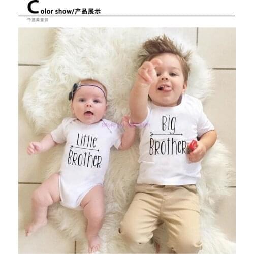 DHL 100pcs Big Brother Baby Boys T-shirt Little Brother Romper Bodysuit Matching Clothes new born baby Boy set summer clothes