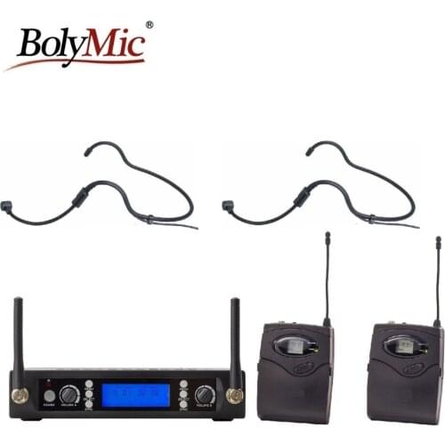 Bolymic Dual Channels Wireless headset microphones profesional stage microphone system condenser mics