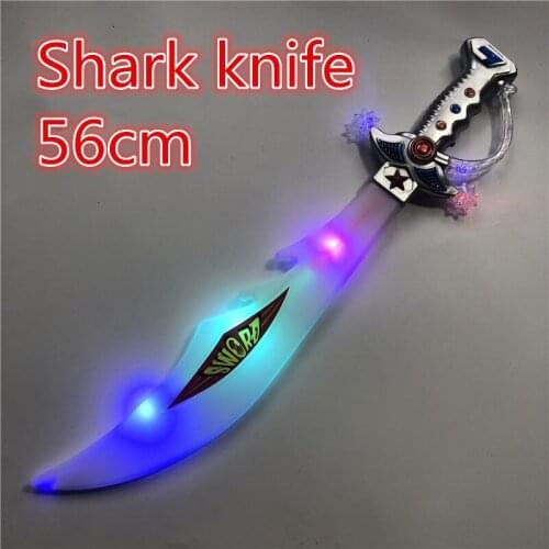 Eletronic Lightsaber Induction Shark sword Flashing UV Cutlass Simulation Plastic Light Toys Sword Children cosplay Props 56cm