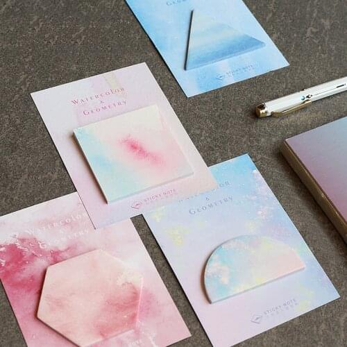 Fantastic Watercolor Geometric Self-Adhesive Memo Pad Sticky Notes Paper Bookmark School Office Stationery Gifts Supply