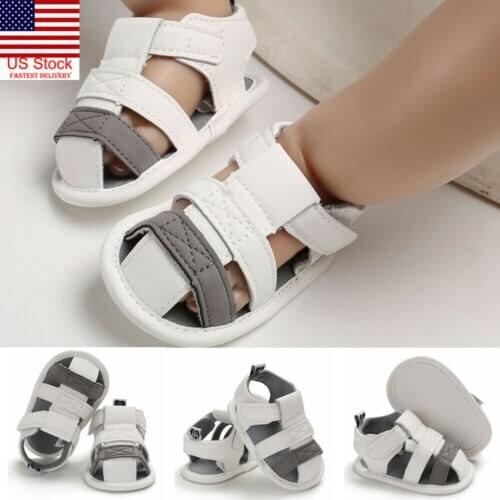 Focusnorm New Casual Unisex Baby Infant Kids Girl Boys Summer Soft Sole Crib Toddler Sandals Shoes