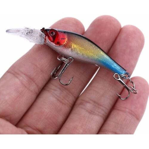 HENGJIA 1pcs Minnow Hard Bait Fishing Lures 3D Eyes Fishing Tackle 6.3CM 4G Depth 0.9M-2.7M