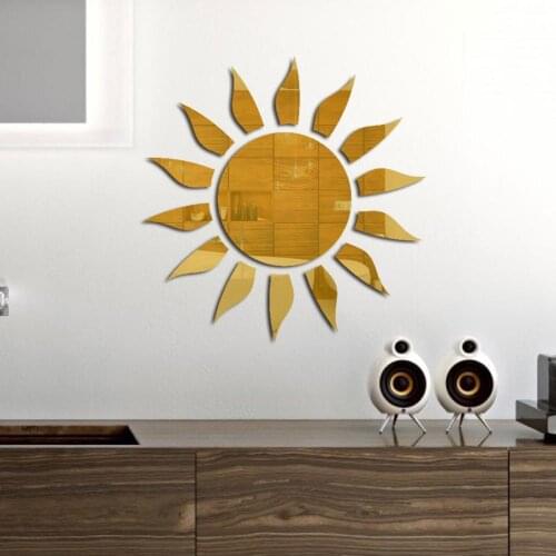 HobbyLane 3D Acrylic Sun Shape Mirror Surface Wall Sticker DIY Wall Decoration