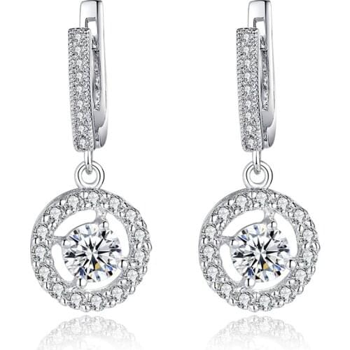 Huitan 2018 Drop Earring with Brilliant Round Cutting Cubic Zirconia Fashion Jewelry Engagement Wedding Earrings for Women