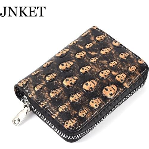 JNKET New Mens Wallet Organ Card Bag Rock Personality Short PU Wallet Zipper Billfold Coins Purse Cards Holder Clutch