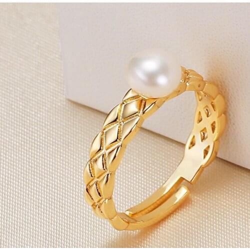 Gold Plated Ring Base Mountings Findings Settings Adjustable Ring Jewelry Parts Fittings Accessories for Pearl Beads