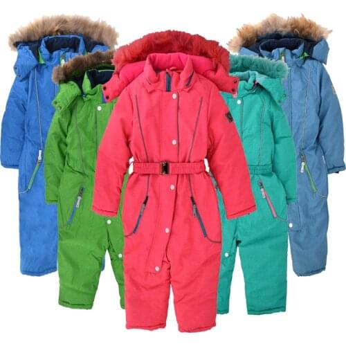 Childrens one-piece ski suit plus velvet quilted thickening windproof waterproof men and women super thick