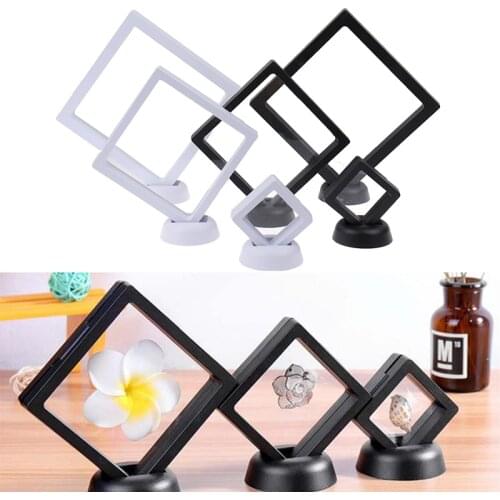Square 3D Floating Jewelry Coin Display Frame Holder Box Case Stand Home Decorations