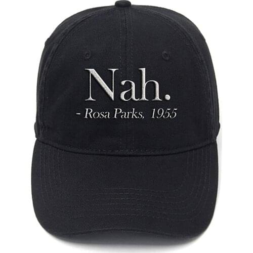 Lyprerazy Nah. Rosa Parks 1955 Vintage Washed Cotton Adjustable Men Women Unisex Hip Hop Cool Flock Printing Baseball Cap