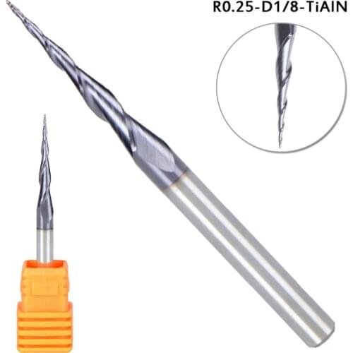 Metalworking End Mill Tungsten Carbide R0.25-D1/8-TiAlN Cast steel Cutter