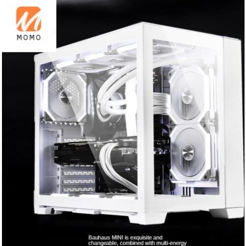 Mini Snow White Small ATX Motherboard Computer Case ITX Split Water-Cooled Side Transparent