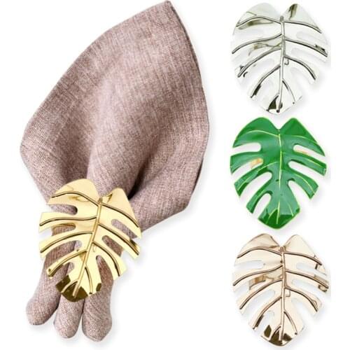 10Pack Napkin Rings Leaves Napkin Rings Set Wedding Party Christmas Table Decoration Metal Napkin Buckle