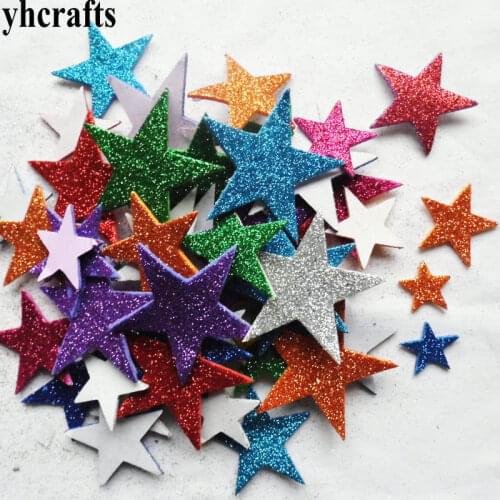 1bag/LOT.Glitter foam star stickers Classroom decoration Home ornament.Wall stickers.Kindergarten decorative puffy stickers OEM