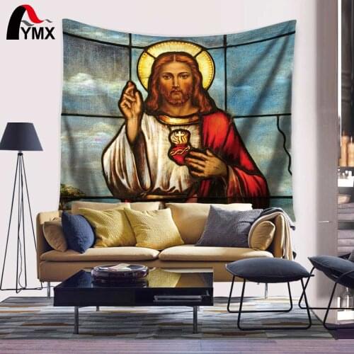 Christ Jesus Tapestry Wall Hanging Artistic Polyester Fabric Cottage Dorm Wall Art Home Decoration Brown Wall decoration Textile