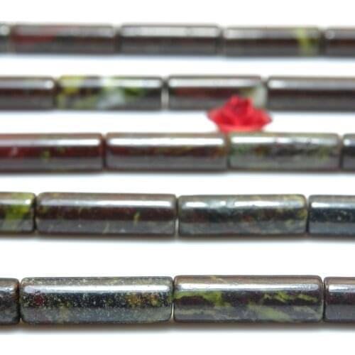 Natural Dragon Bloodstone Smooth Tube Loose Beads Wholesale Gemstone Semi Precious Stone Bracelet Necklace Diy Jewelry Making