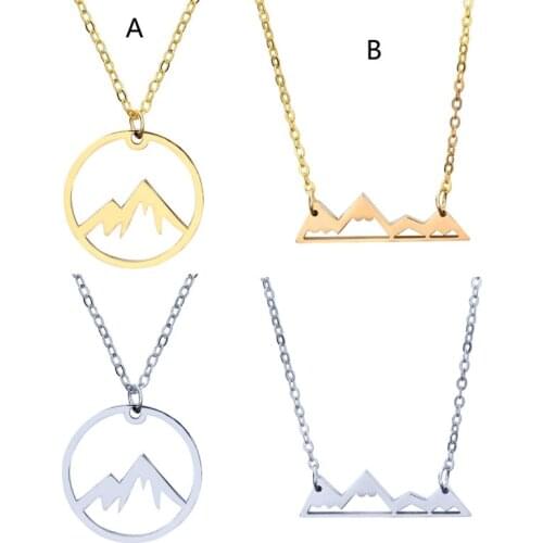 Stainless Steel Snowy Mountain Necklace Natural Mountain Pendant for Women Nature Lovers Skiers Hikers Campers Jewelry