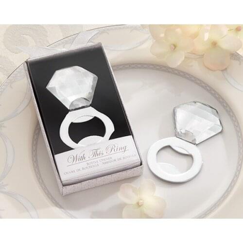 New Arrival romantic design stainless steel diamond ring beer bottle opener+ free shipping 50pcs/lot +wedding supplies