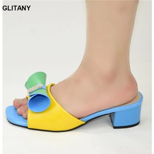 Nigerian Women Wedding Party Shoes Decorated with Rhinestone Women Shoes Party Pumps 2020 Summer Womens High Heels Slippers