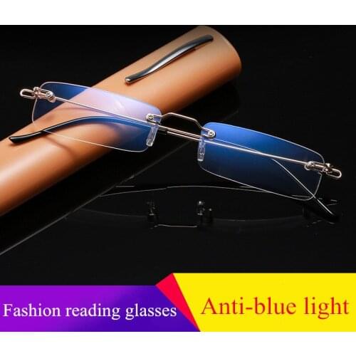 Unisex Reading Glasses with Pen Tube Case Portable Presbyopic Glasses Metal Case Spring Hinge Eyeglasses Vision Care +1.00~+4.00